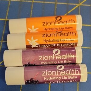 ZionHealth Hydrating Lip Balm Set of 4 Orange Blossom & Elderberry New